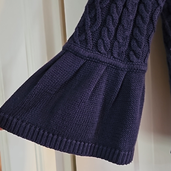 Navy Cable Knit Cardigan Sweater - Picture 4 of 7